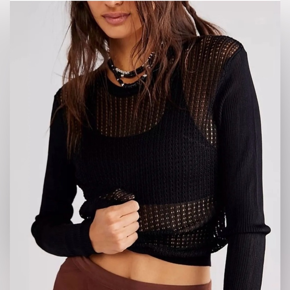 NWT Free People H20 Crewneck Sheer Pullover